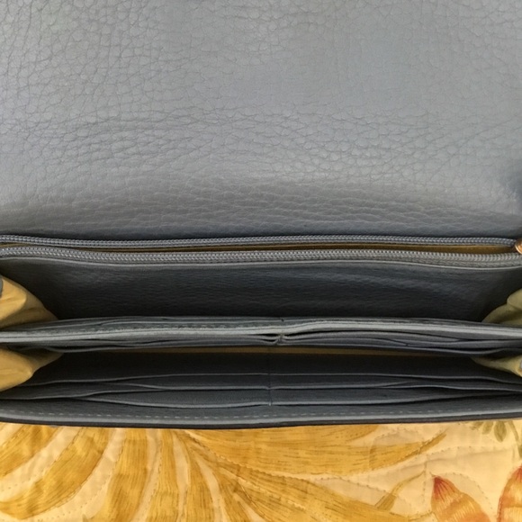 Cole Haan leather wallet beautiful blue. 8” x4”. 12 enclosure areas inside. - Picture 4 of 5